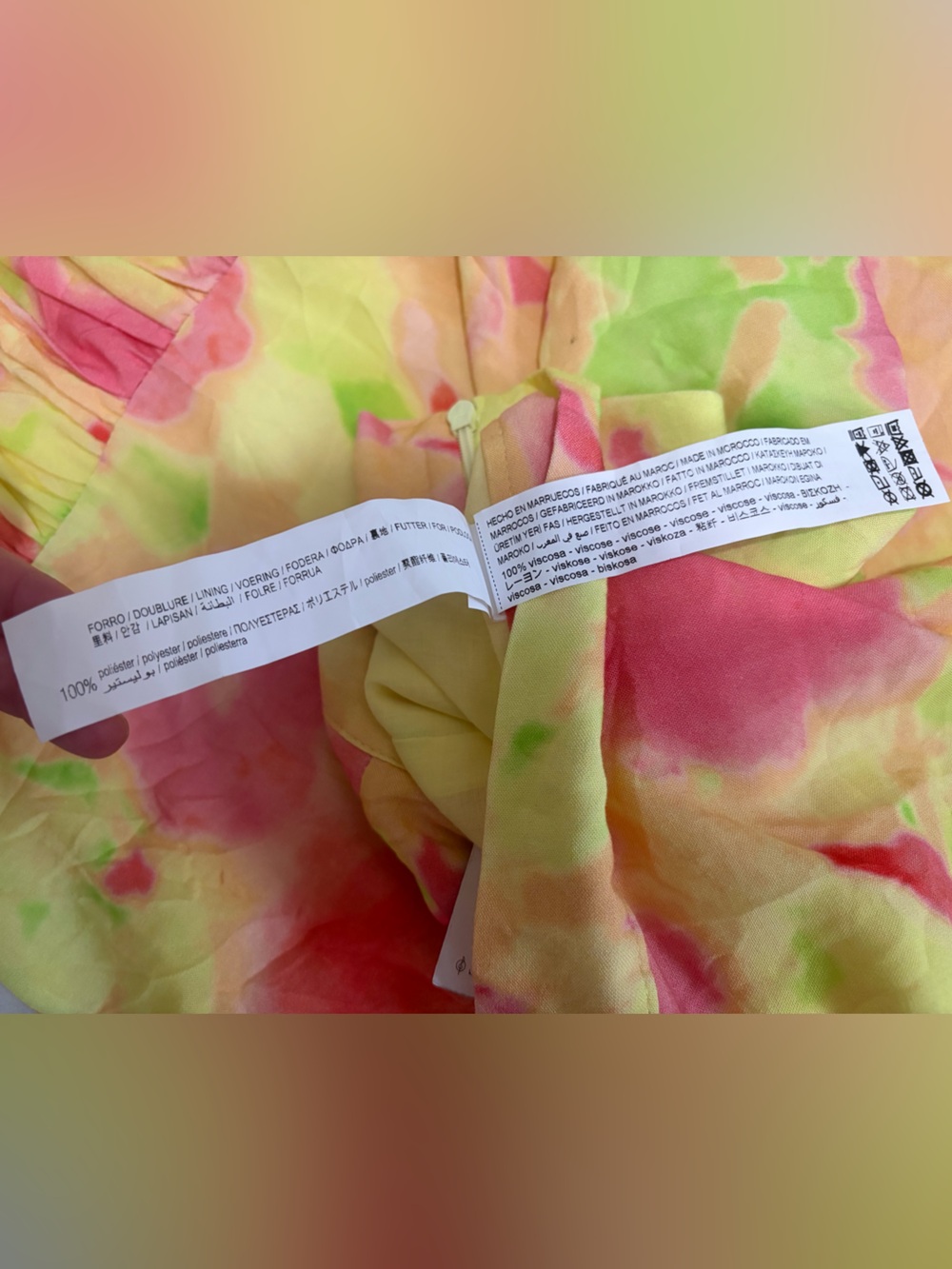 Stradivarius Floral Tie-Dye Trumpet Midi Skirt - Pink, yellow & green - Picture 4 of 5